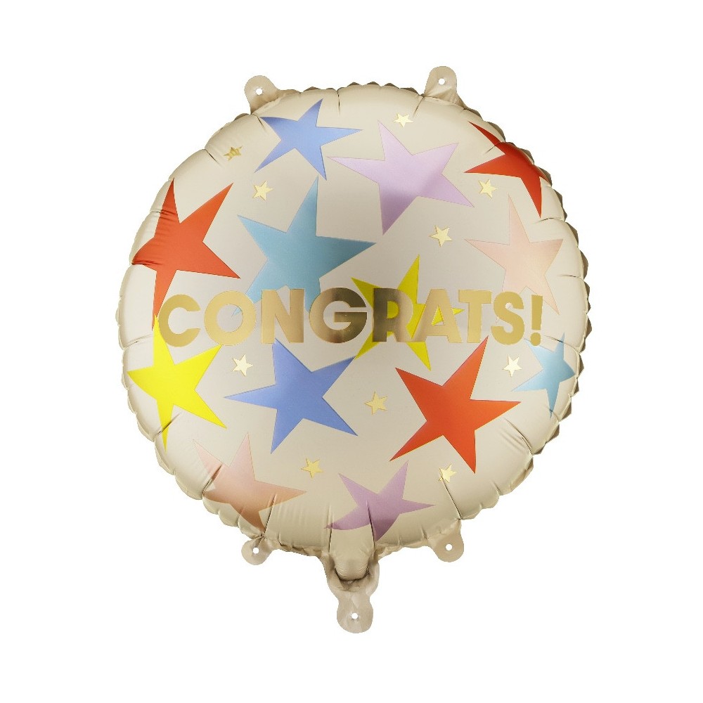 Foil balloon Congrats! - beige 35 cm