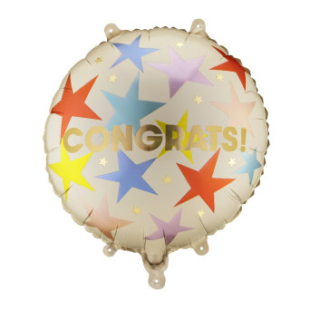 Foil balloon Congrats! - beige 35 cm