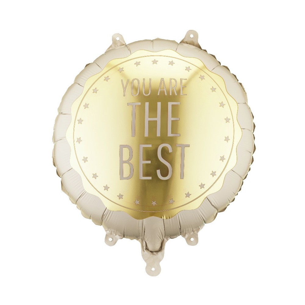 Balon foliowy You Are The Best - beżowy 35 cm