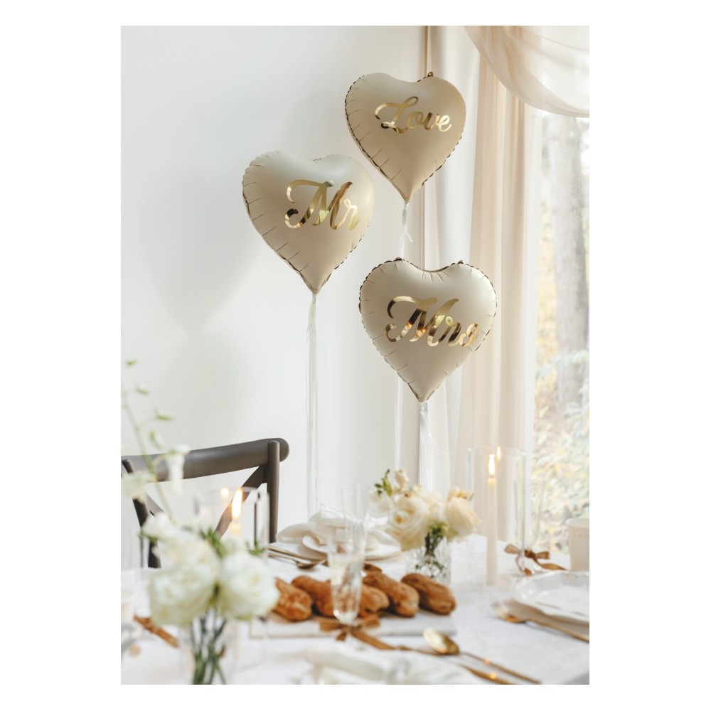 Foil balloon Heart Love - beige 35 cm