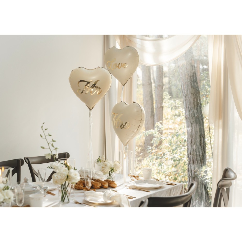 Balon foliowy Serce Love - beżowy 35 cm