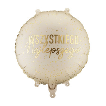 Foil balloon Wszystkiego Najlepszego - beige 35 cm