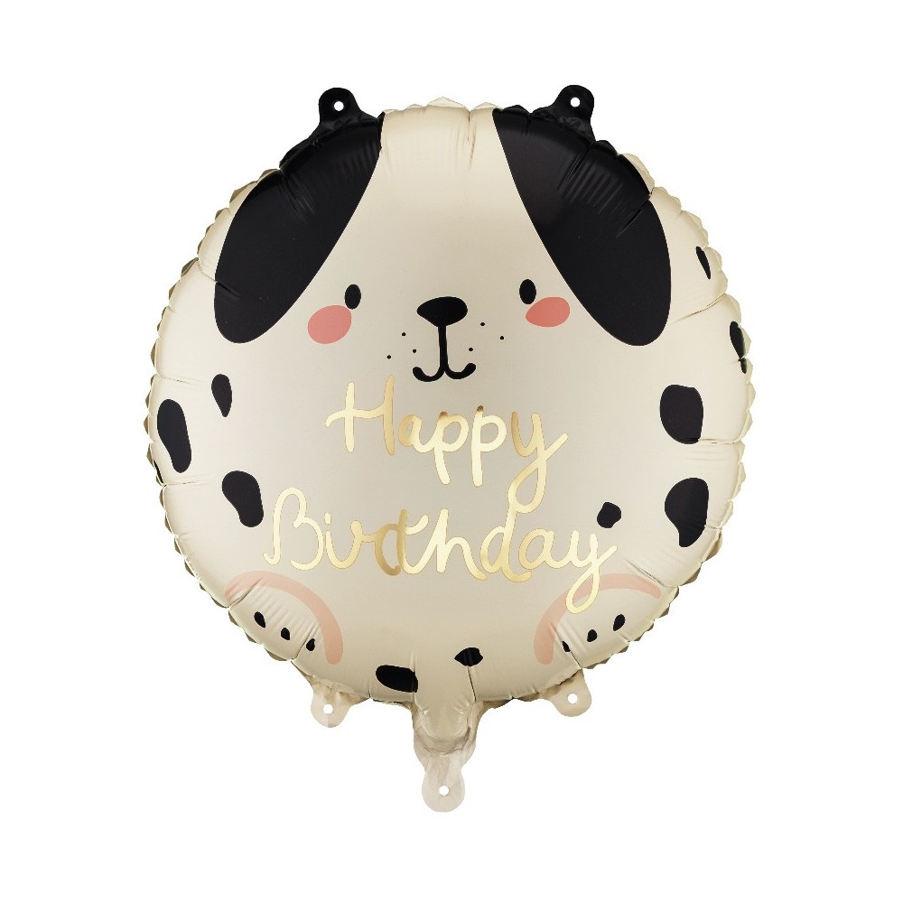 Foil balloon Dog Happy Birthday - beige 35 cm