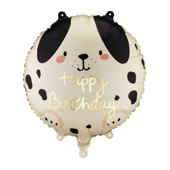 Balon foliowy Piesek Happy Birthday - beżowy 35 cm