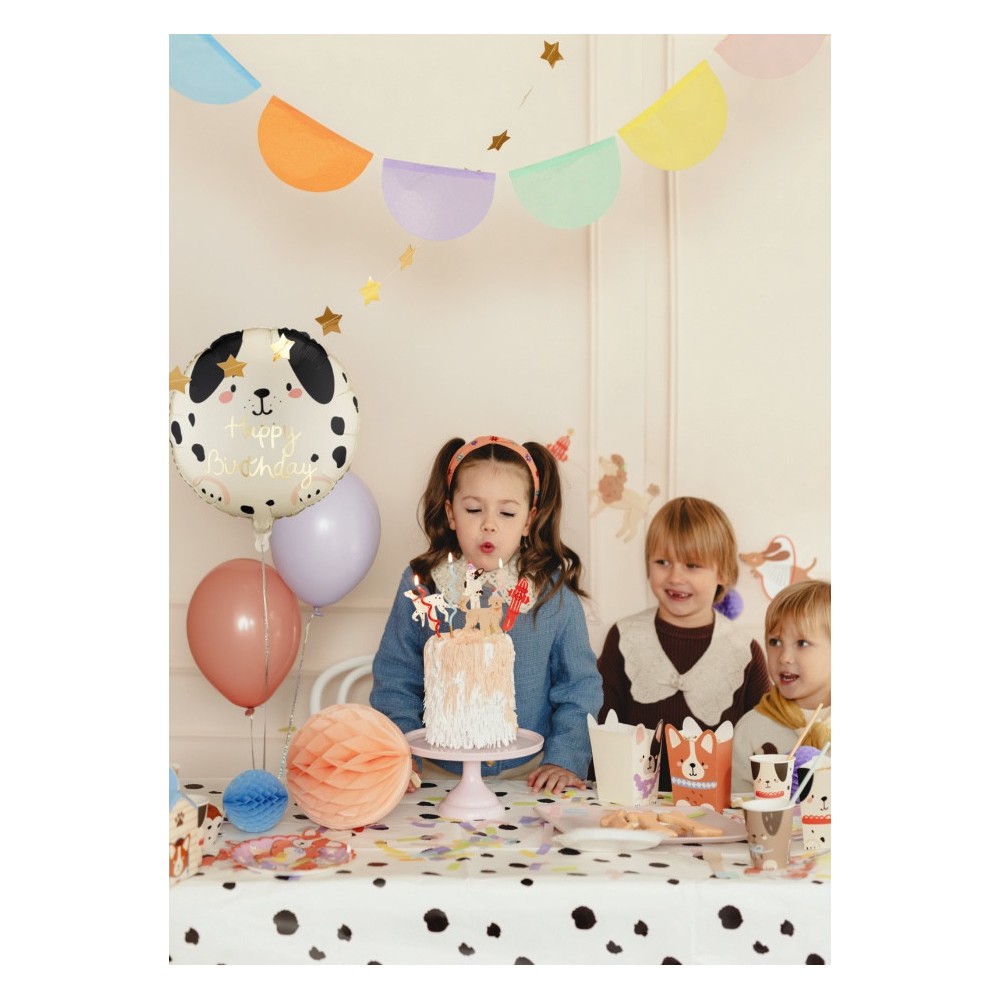 Balon foliowy Piesek Happy Birthday - beżowy 35 cm