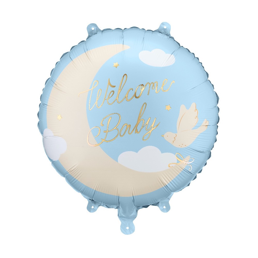 Foil balloon Welcome Baby - blue 35 cm