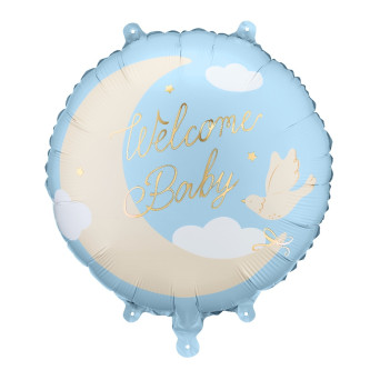 Balon foliowy Welcome Baby - niebieski 35 cm