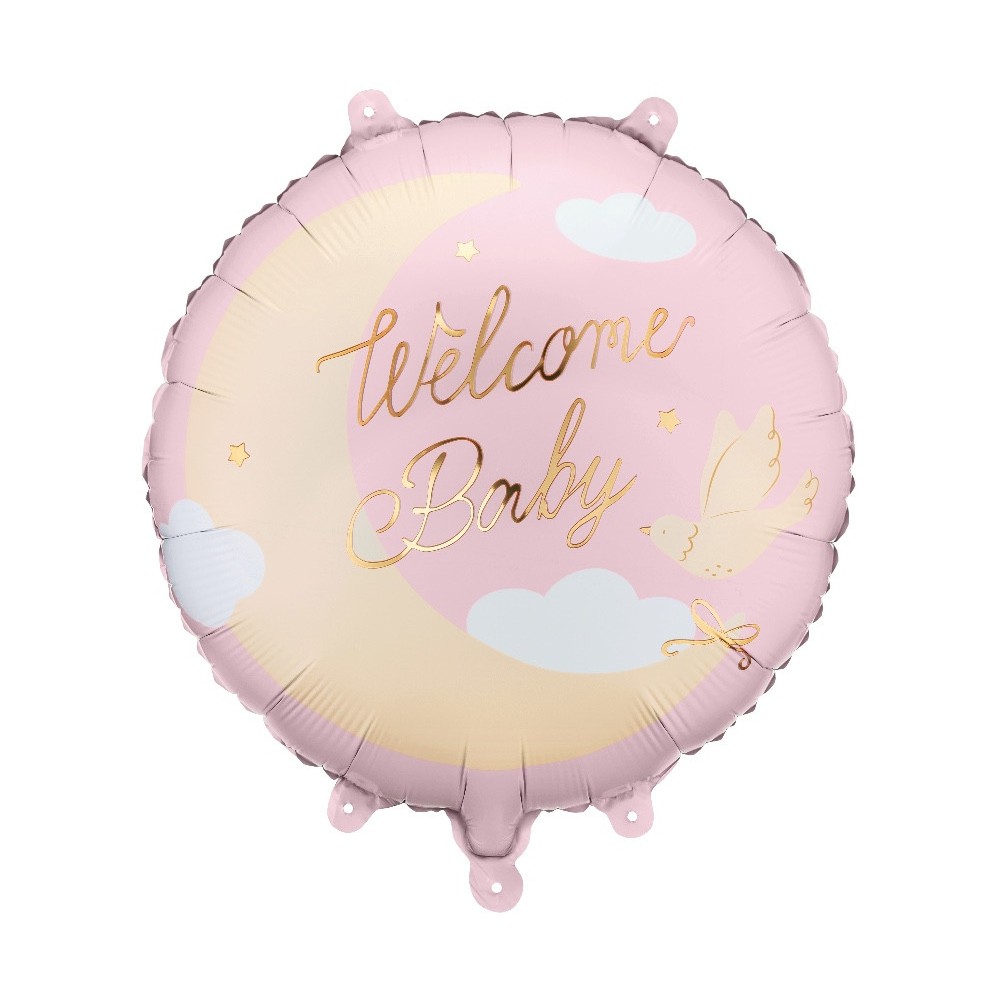 Balon foliowy Welcome Baby - różowy 35 cm