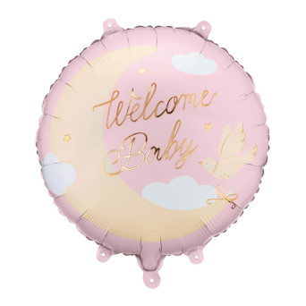 Balon foliowy Welcome Baby - różowy 35 cm