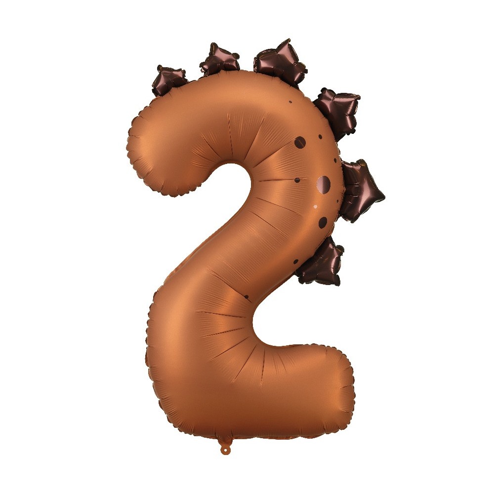 Balon foliowy Cyfra 2 Dinozaur - brązowy 92 cm