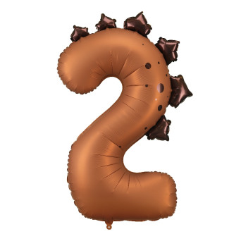 Balon foliowy Cyfra 2 Dinozaur - brązowy 92 cm