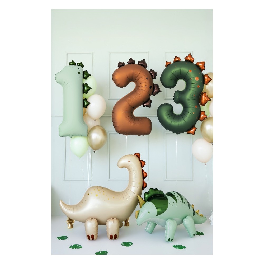 Balon foliowy Cyfra 1 Dinozaur - miętowy 92 cm