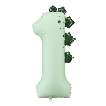 Foil balloon Number 1 Dinosaur - mint 92 cm