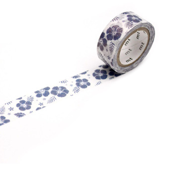 Taśma papierowa washi - MT Masking Tape - Hibiscus Navy Blue 7 m