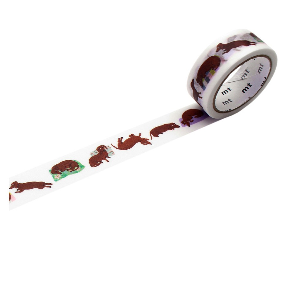 Taśma papierowa washi - MT Masking Tape x Lea Maupetit - Sausage Dog 5 m