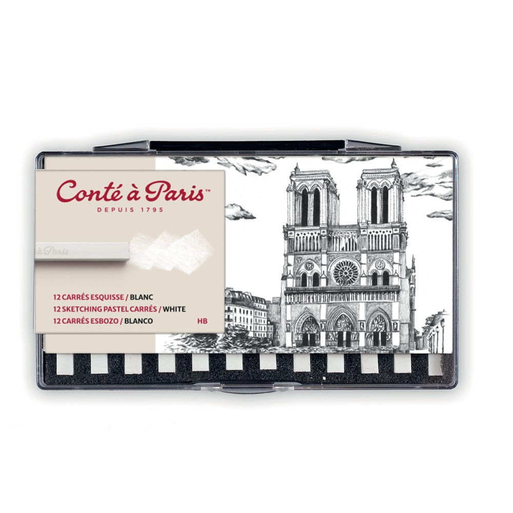 Set of Sketching Carrés Pastels - Conté à Paris - White HB 12 pcs