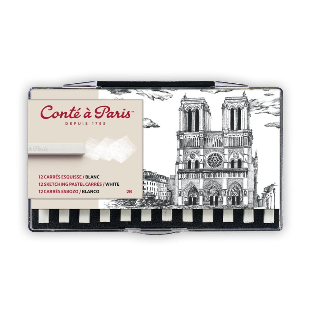 Zestaw suchych pasteli Sketching Carrés - Conté à Paris - White 2B 12 szt.
