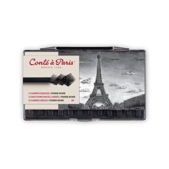 Zestaw suchych pasteli Sketching Carrés - Conté à Paris - Black 2B 12 szt.