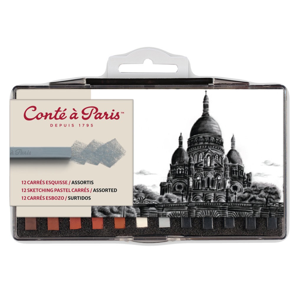 Set of Assorted Sketching Carrés Pastels - Conté à Paris - 12 pcs