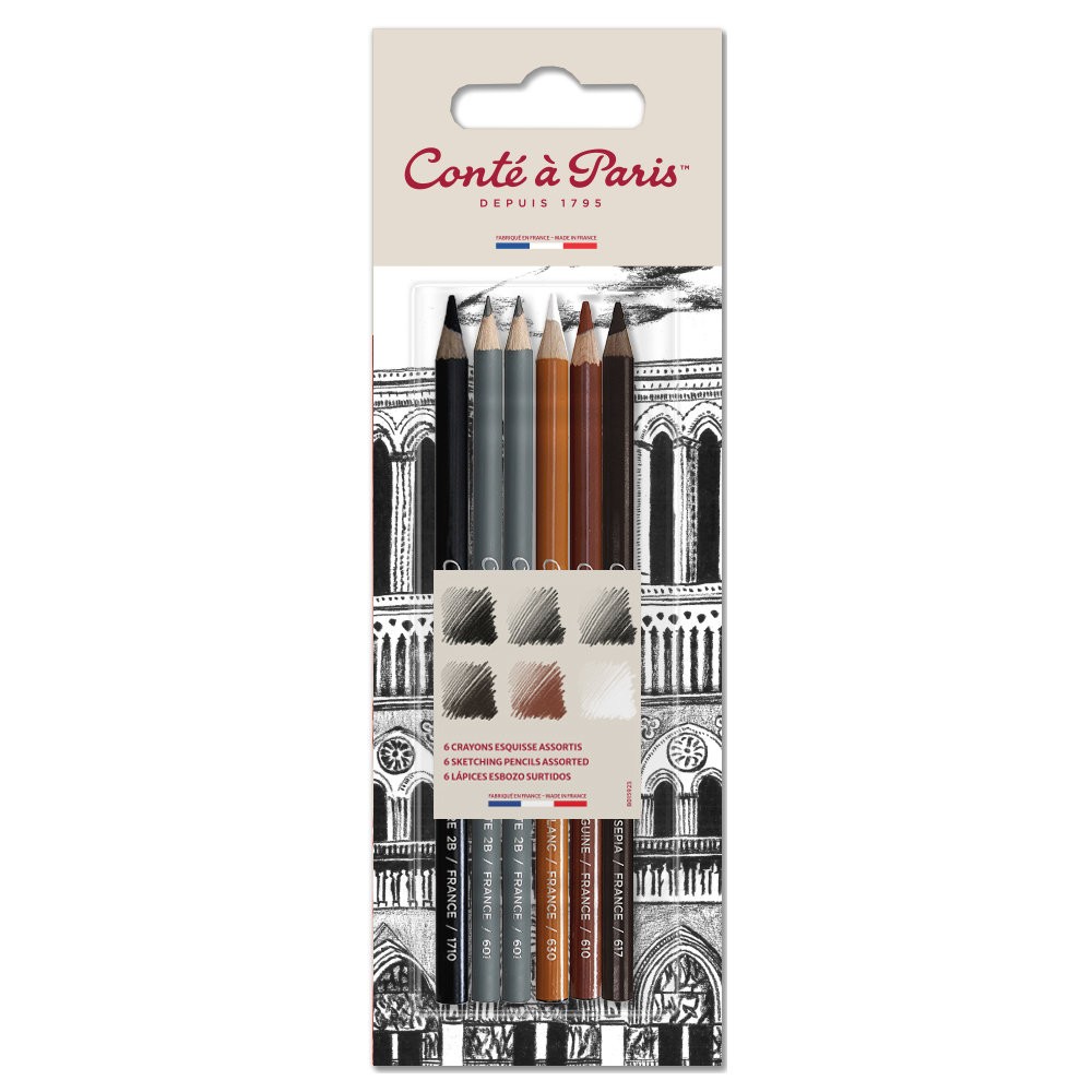 Assorted Sketching Pencils set - Conté à Paris - 6 pcs