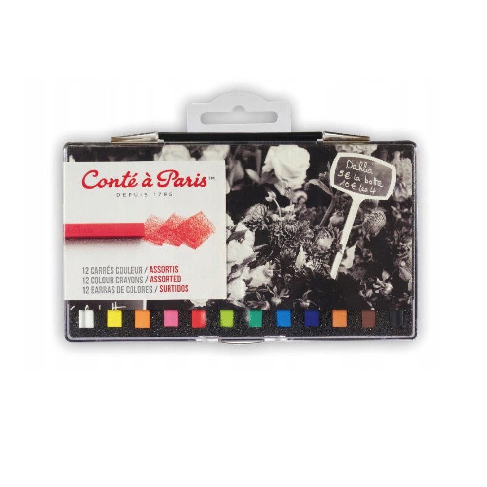 Zestaw suchych pasteli Carrés Assorted - Conté à Paris - 12 szt.