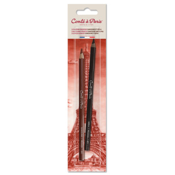 Sketching Pencils set - Conté à Paris - Sanguine & Sepia 2 pcs