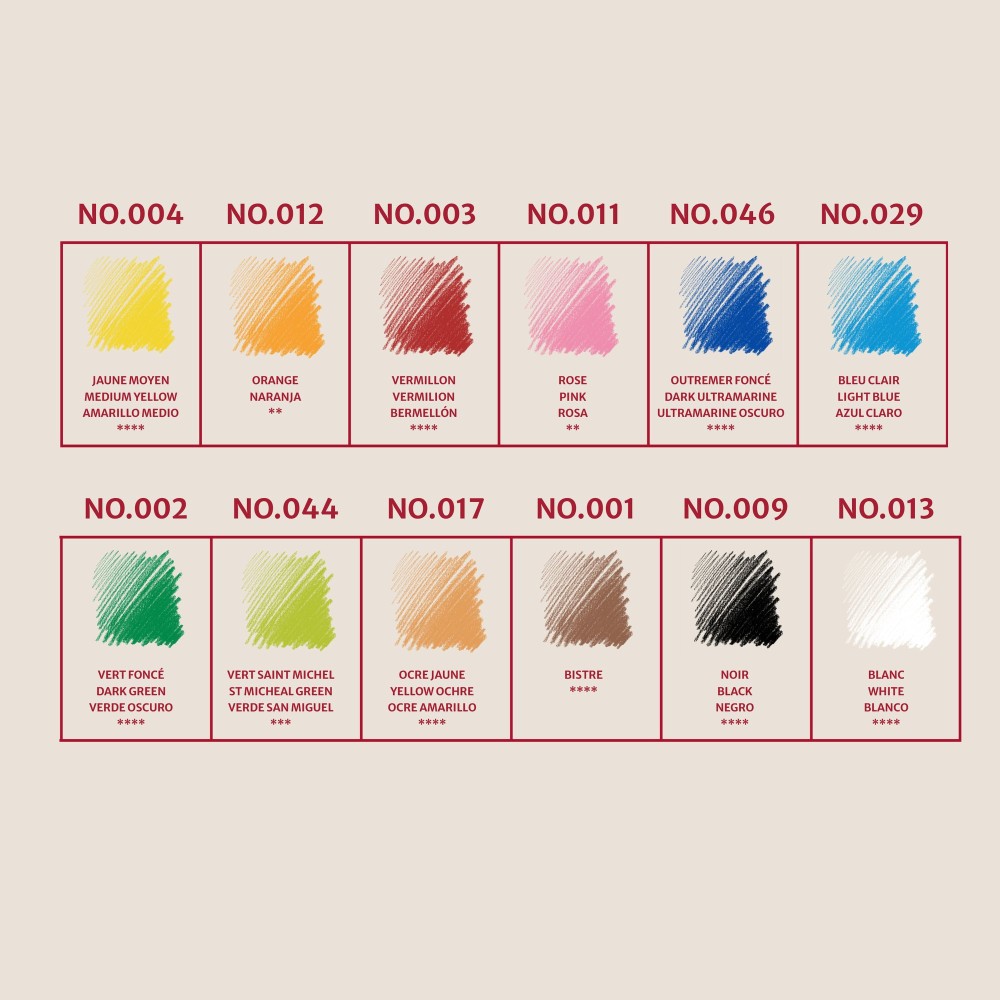 Set of Assorted Pastel Pencils - Conté à Paris - 12 pcs