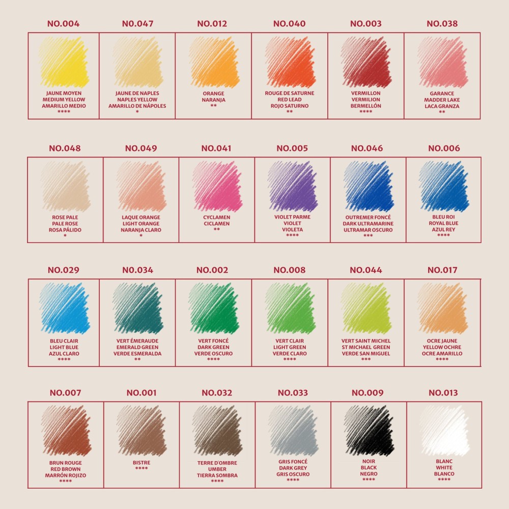 Set of Assorted Pastel Pencils - Conté à Paris - 24 pcs