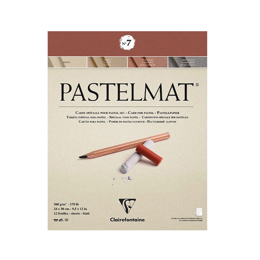 Pastelmat paper pad - Clairefontaine - no. 7 24 x 30 cm 360 g 12 sheets