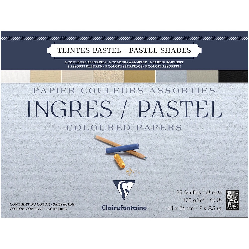 Ingres Pastel paper pad 18 x 14 cm - Clairefontaine - 130 g 25 sheets