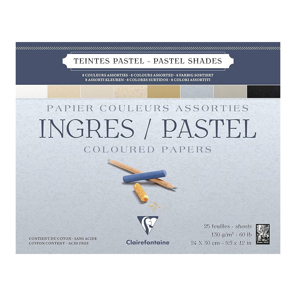 Papier do pasteli suchych Ingres 24 x 30 cm - Clairefontaine - 130 g 25 ark.