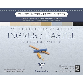 Papier do pasteli suchych Ingres 24 x 30 cm - Clairefontaine - 130 g 25 ark.
