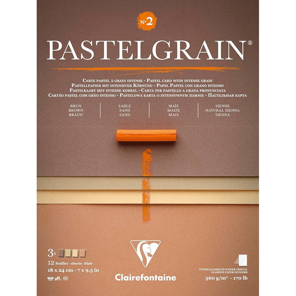 PastelGrain paper pad No. 2 - Clairefontaine - 18 x 24 cm 360 g 12 sheets