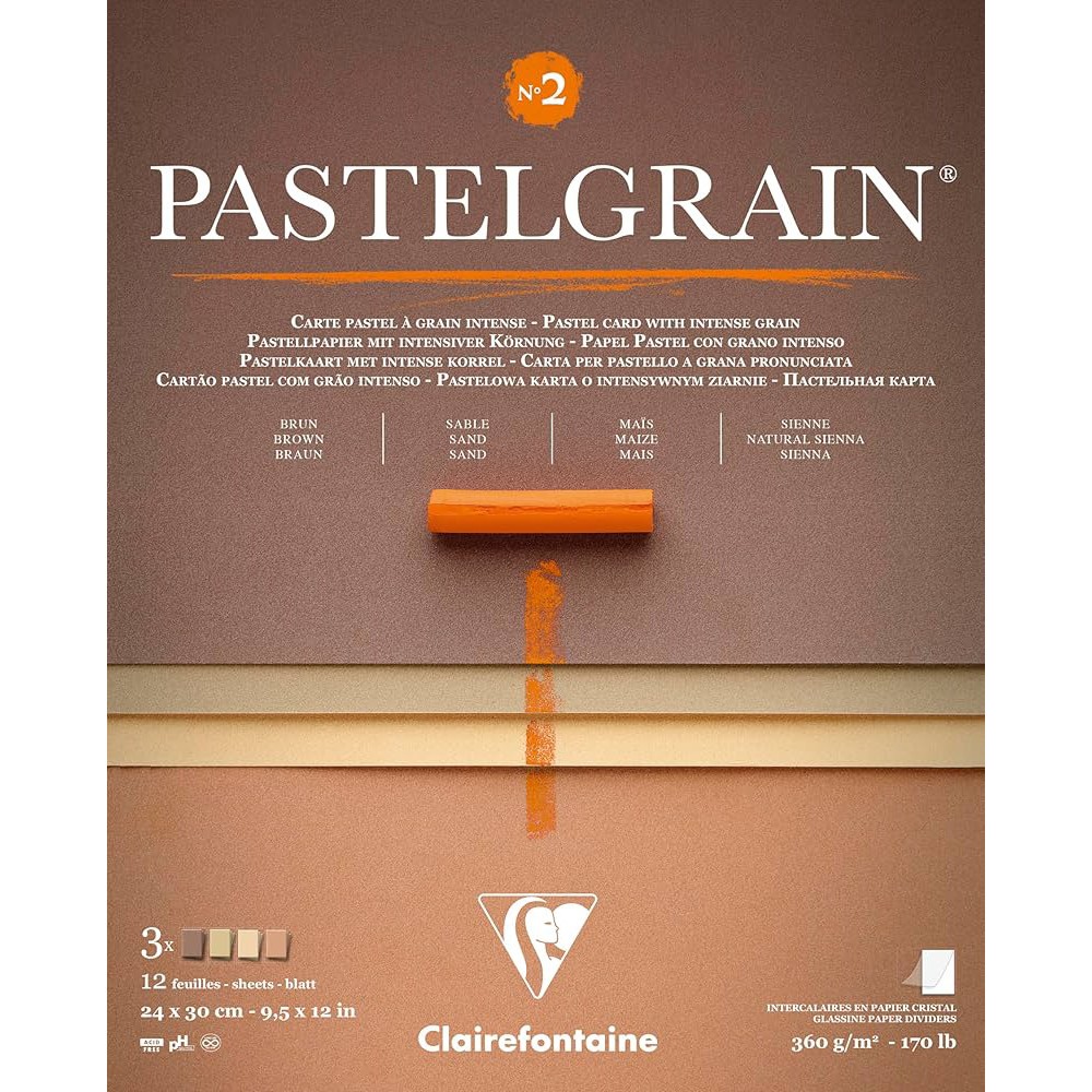 Papier do pasteli suchych PastelGrain No.2 - Clairefontaine - 24 x 30 cm 360 g 12 ark.