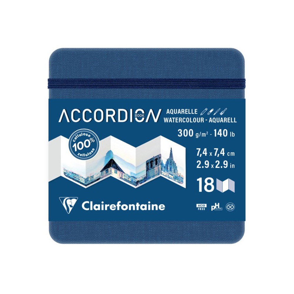 Szkicownik gładki Accordion 7,4 x 7,4 cm - Clairefontaine - 300 g 18 ark.