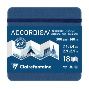 Accordion plain Sketchbook 7,4 x 7,4 cm - Clairefontaine - 300 g 18 sheets