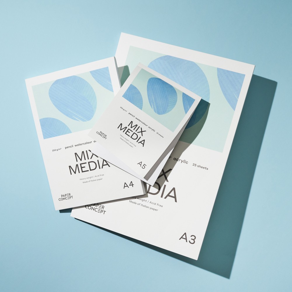 Blok uniwersalny Mix Media - PaperConcept - medium grain 9 x 10,5 cm 250 g 15 ark.