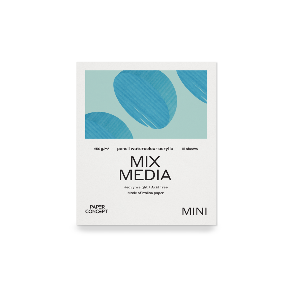 Blok uniwersalny Mix Media - PaperConcept - medium grain 9 x 10,5 cm 250 g 15 ark.