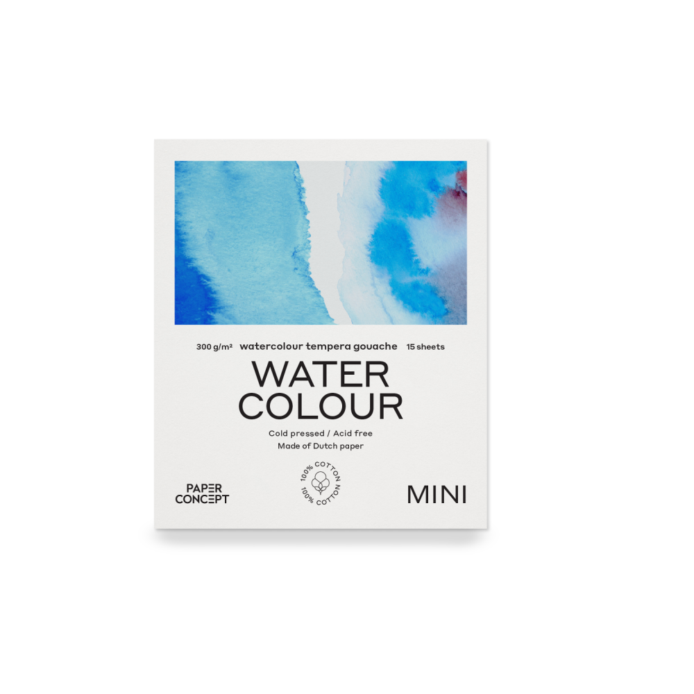100% Cotton paper pad - PaperConcept - 9 x 10,5 cm 300 g 15 sheets