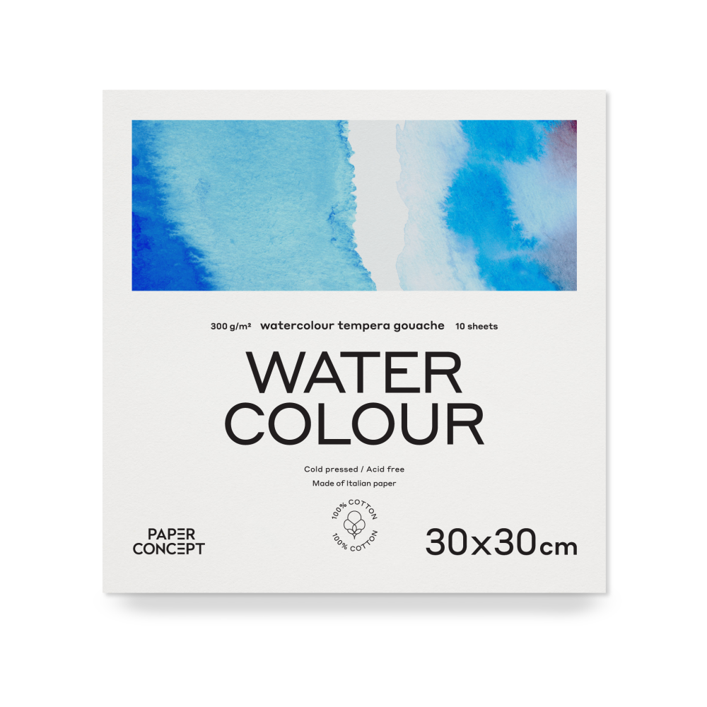 Blok do akwareli 100% Cotton - PaperConcept - 30 x 30 cm 300 g 10 ark.