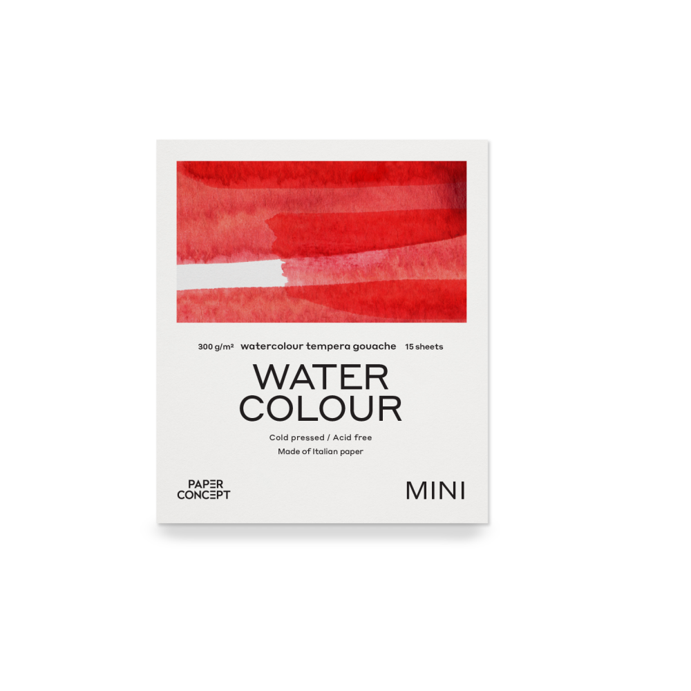 Blok do akwareli Watercolour - PaperConcept - cold press 9 x 10,5 cm 300 g 15 ark.