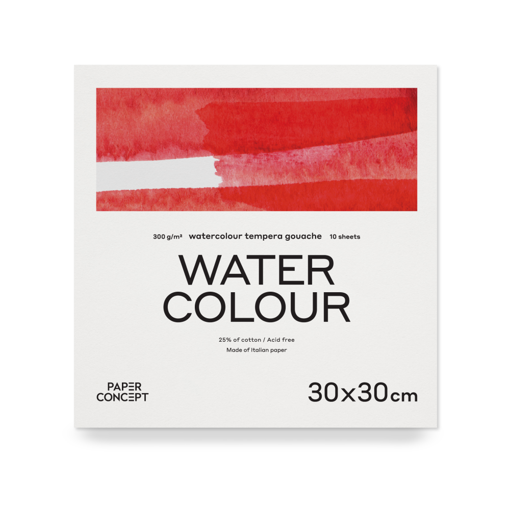 Blok do akwareli Watercolour - PaperConcept - cold press 30 x 30 cm 300 g 10 ark.