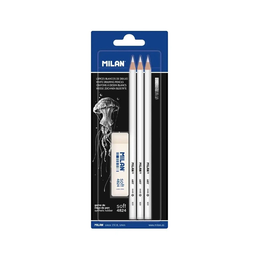 Set of Art charcoals in wood - Milan - white 3 pcs.