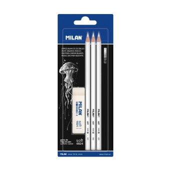 Set of Art charcoals in wood - Milan - white 3 pcs.