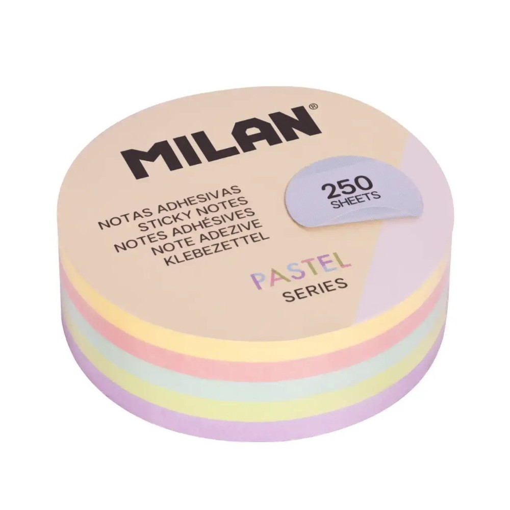 Karteczki samoprzylepne okrągłe - Milan - pastelowe 6,7 cm 250 szt.