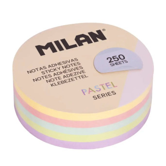 Karteczki samoprzylepne okrągłe - Milan - pastelowe 6,7 cm 250 szt.