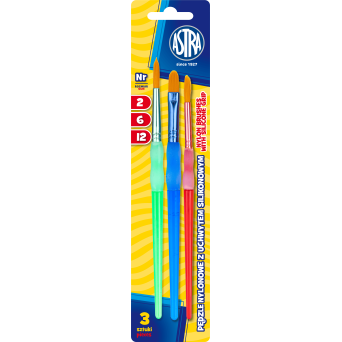 Set of nylon brush with silicone handles - Astra - 3 pcs