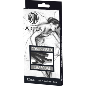 Set of Artea natural charcoal - Astra - Black 12 pcs