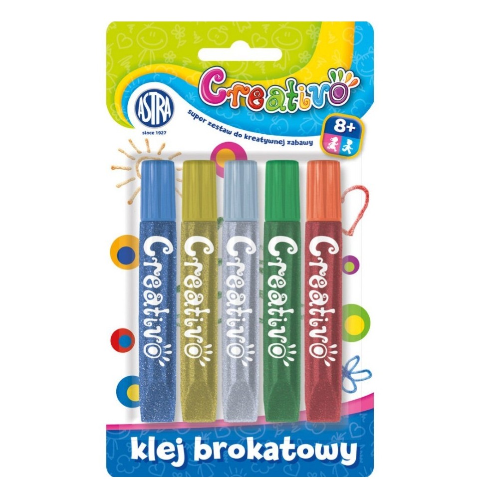 Set of glitter glue - Astra - 5 pcs