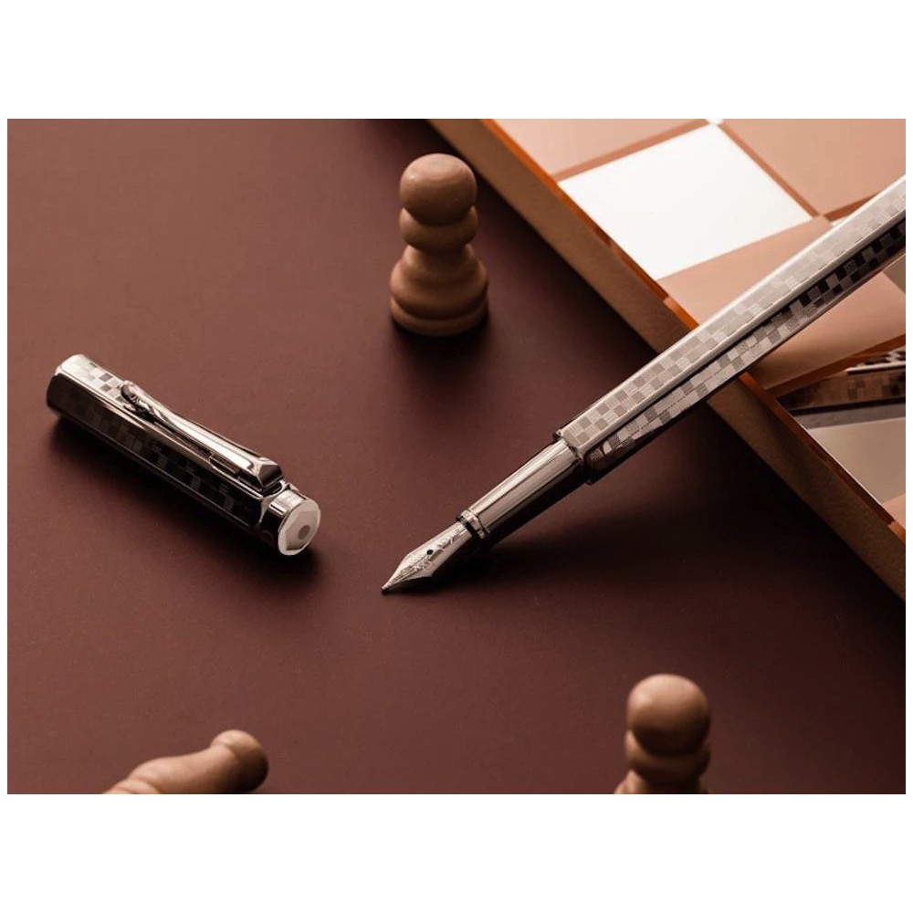 Ecridor Damier fountain pen with case - Caran d'Ache - Platinum M